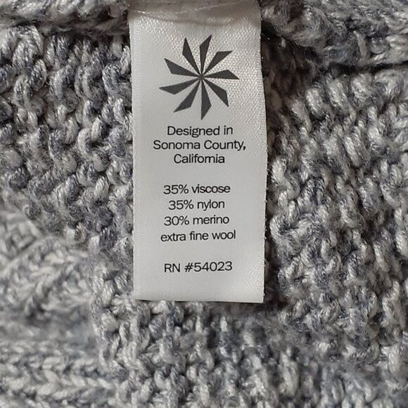 Athleta Women's Chunky Knit Merino Wool Blend Grey Side Zipper Sweater Sz Small - Picture 9 of 9